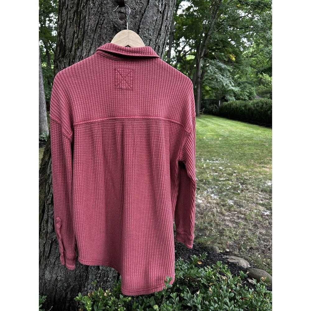 Aerie LumberJane Top Size XS Waffle Weave Button Front Slouchy Oversized Shacket - Picture 7 of 7